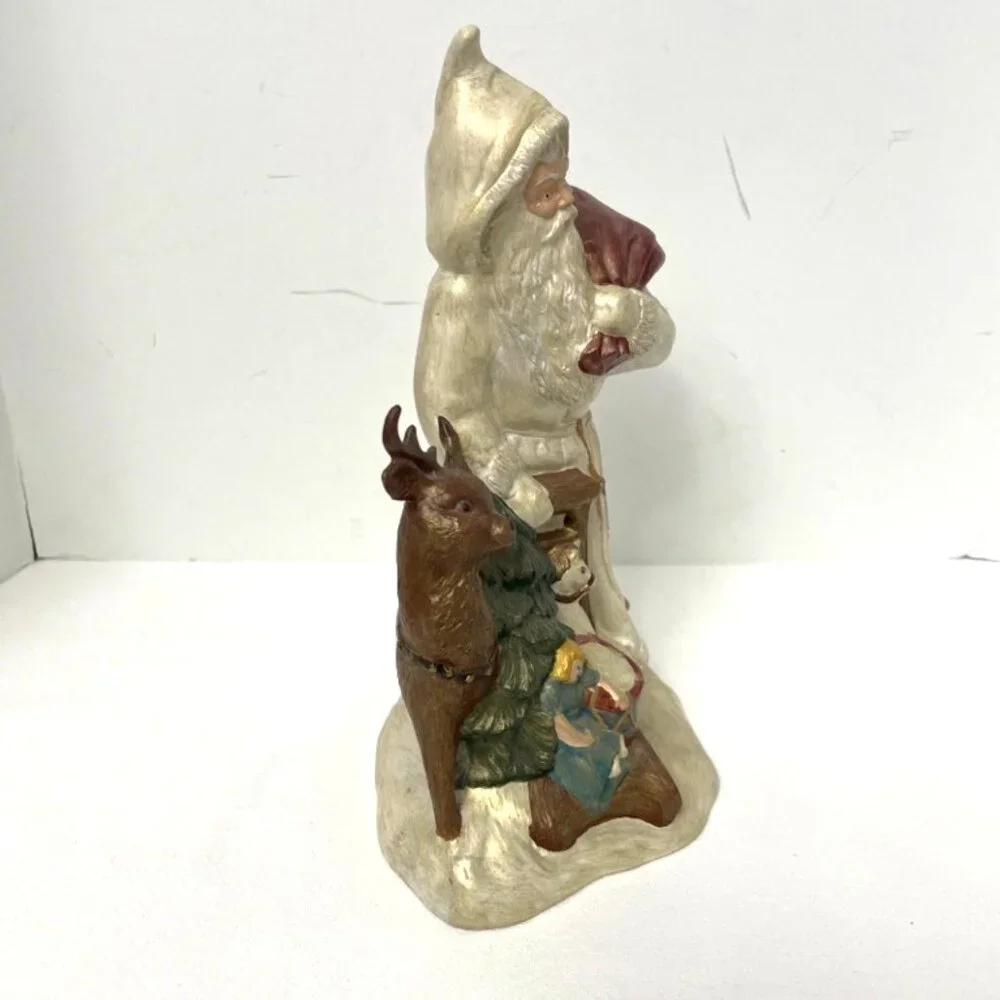 Vtg Ceramic Santa Claus Reindeer Gifts & Christmas Tree 10